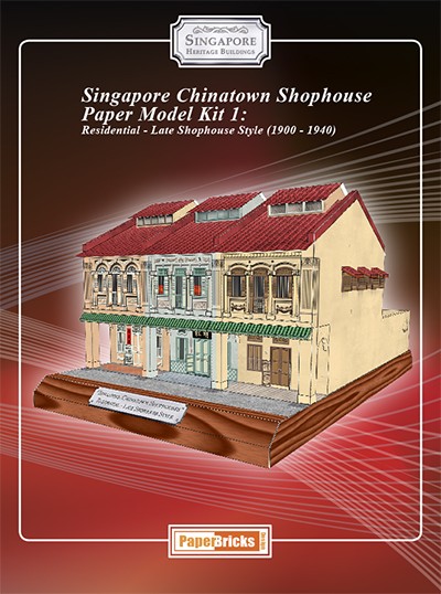 Singapore Chinatown Shophouse Paper Model Kit 1